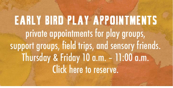 Early Bird Play Appointments for families with sensory or medical health needs -- Thursday and Friday 10 a.m. – 11:00 a.m.